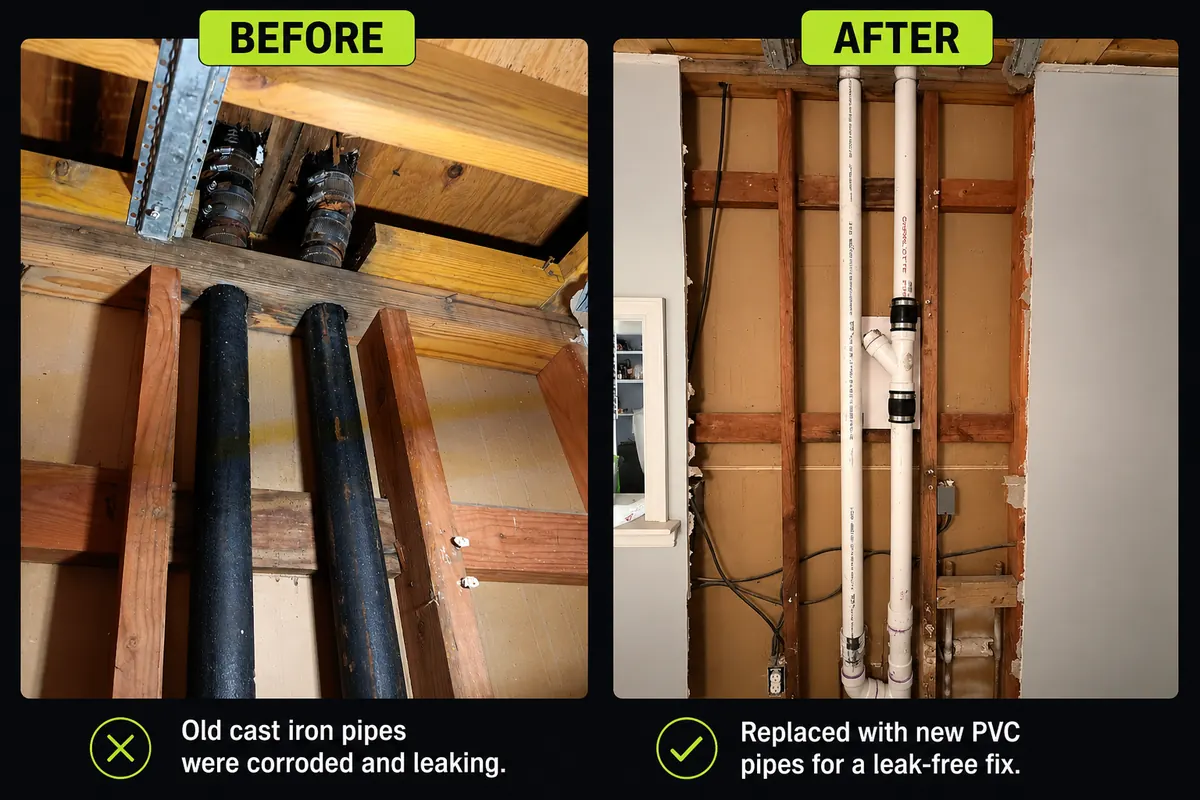 Perfection Plumbers before and after plumbing repair photo 1